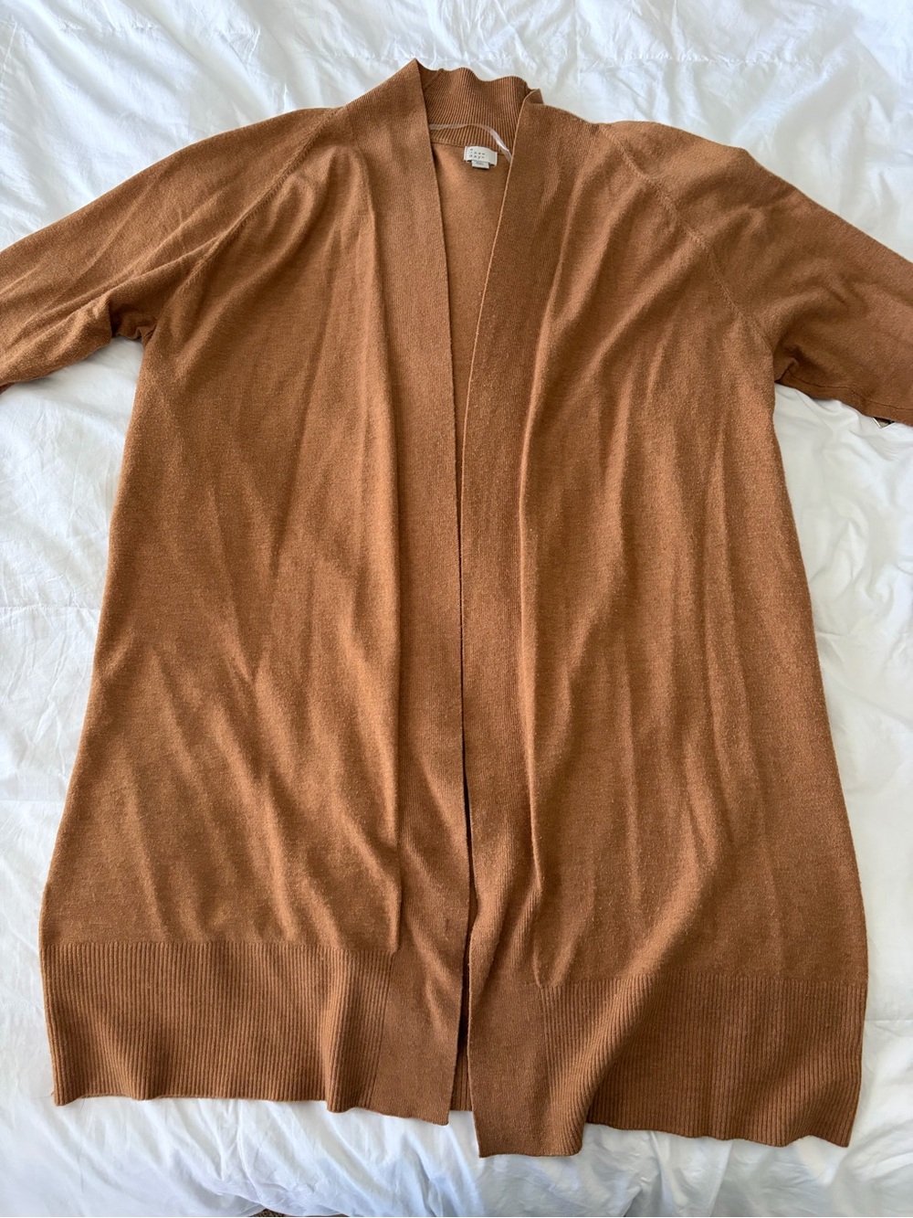 a new day Long Open-Front Cardigan in Chestnut Brown